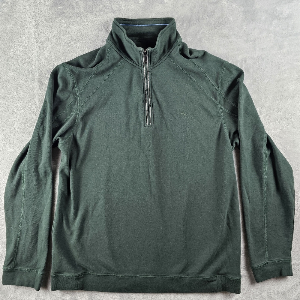 Tommy Bahama Long Sleeve Pullover 1/4 Zip Sweater Green Men's Size XL